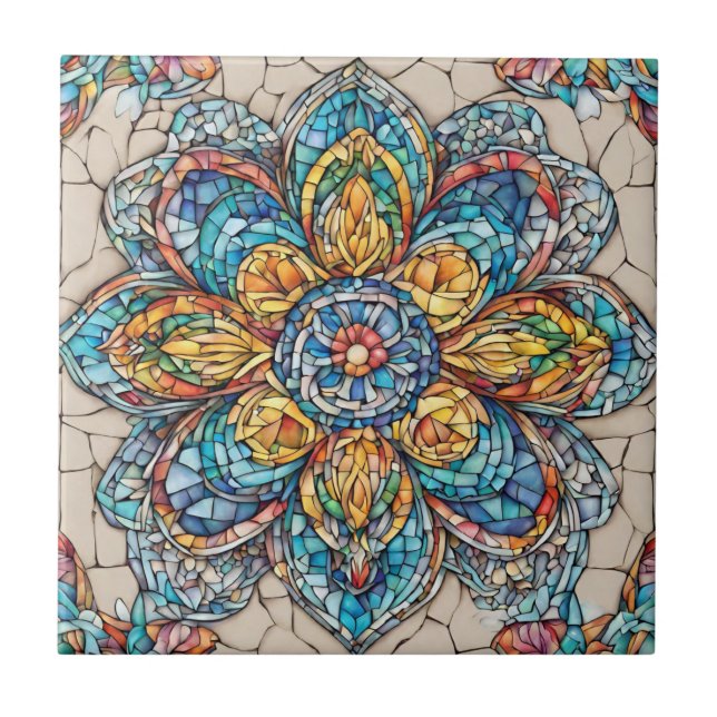 Abstrakt glasblomma kakelplatta (Framsidan)