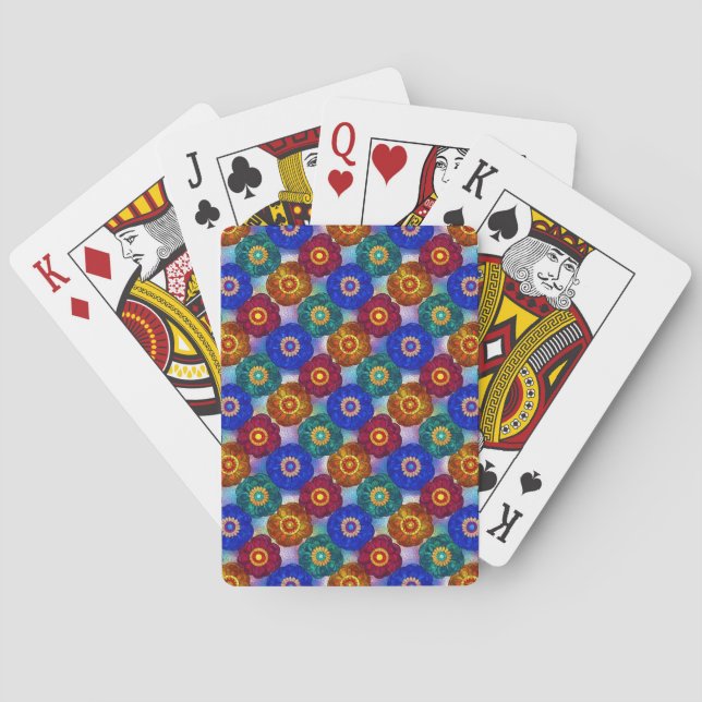 Abstrakt glasfärg röd grön blå orange casinokort (Baksidan)
