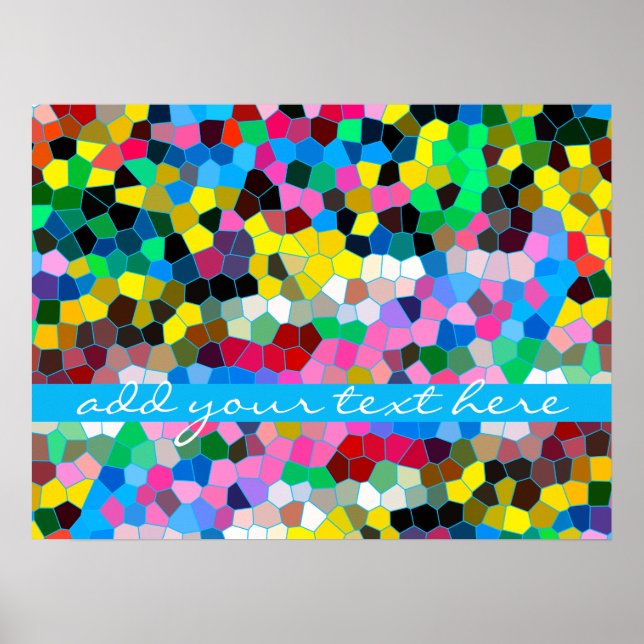 Abstrakt Glasfärgad blå Rosa Mosaic Poster (Framsidan)