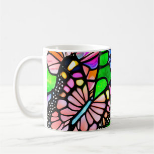 Abstrakt Glasfjäril Mönster Kaffemugg