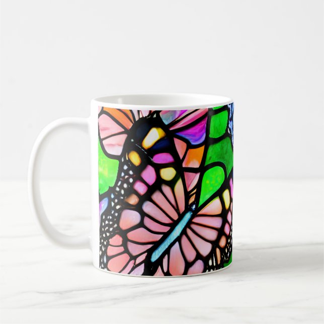 Abstrakt Glasfjäril Mönster Kaffemugg (Vänster)