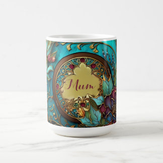 Abstrakt Glasflaska och rosa nedfläckad Mors dag Kaffemugg