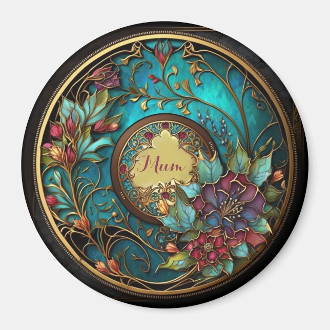 Abstrakt Glasflaska och rosa nedfläckad Mors dag Magnet (Framsidan)