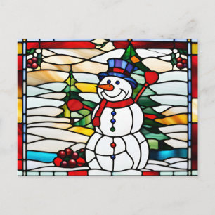 Abstrakt Glasjul Snögubbe Helg Vykort