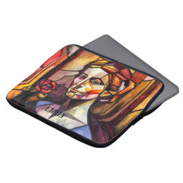 Abstrakt Glaslagat Woman Porträtt Laptop Fodral