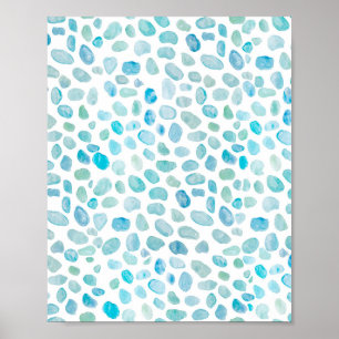 Abstrakt Glass Blue Dot Ocean Mönster Poster