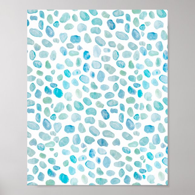 Abstrakt Glass Blue Dot Ocean Mönster Poster (Framsidan)