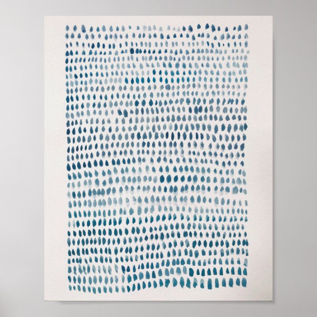 Abstrakt Glass Blue Dot Ocean Mönster Poster (Framsidan)