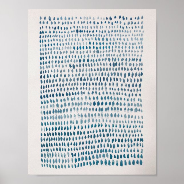 Abstrakt Glass Blue Dot Ocean Mönster Poster (Framsidan)