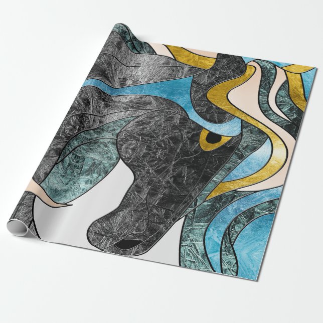 Abstrakt Glass Horse Art - Modern häst Presentpapper (Utrullad)