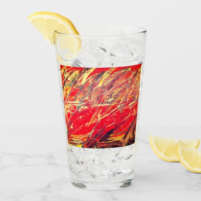 Abstrakt Glass Tumbler "Feather Blast" Glaskopp (Framsida Ice)