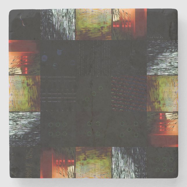 Abstrakt Glitch Art Digital Distorsion Grid Stenunderlägg (Framsidan)