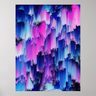 Abstrakt Glitch Solnedgång Design Poster