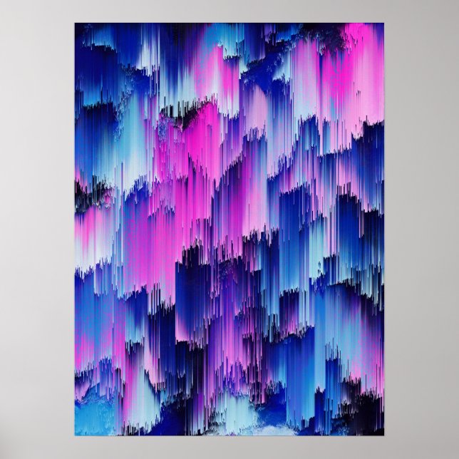 Abstrakt Glitch Solnedgång Design Poster (Framsidan)