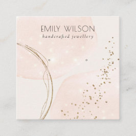 Abstrakt Glitter Guld Stud Earring Visning Ro Fyrkantigt Visitkort