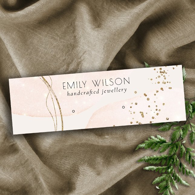 Abstrakt Glitter Guld Stud Earring Visning Ro Mini Visitkort (Skapare uppladdad)