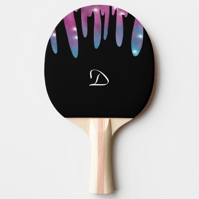 Abstrakt Glitter Monogram Brev Pingisracket (Framsidan)