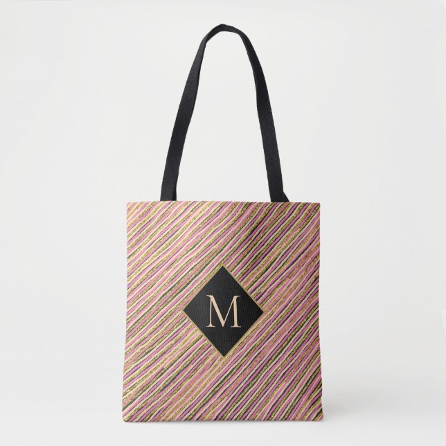 Abstrakt Glitter Monogram Rand Tygkasse (Framsida)