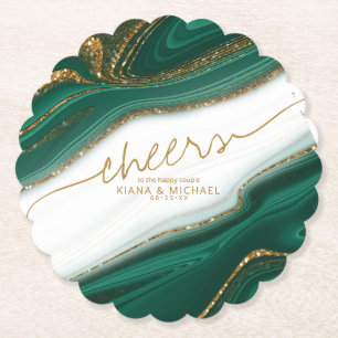 Abstrakt Glitter Strata Bröllop Cheers Grönt ID903 Underlägg Papper