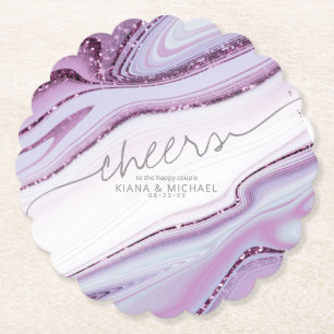 Abstrakt Glitter Strata Bröllop Cheers Lilac ID903 Underlägg Papper