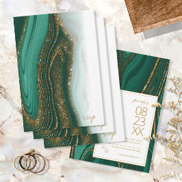 Abstrakt Glitter Strata Bröllop Grönt-ID903 OSA Kort