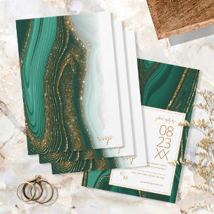 Abstrakt Glitter Strata Bröllop Grönt-ID903 OSA Kort