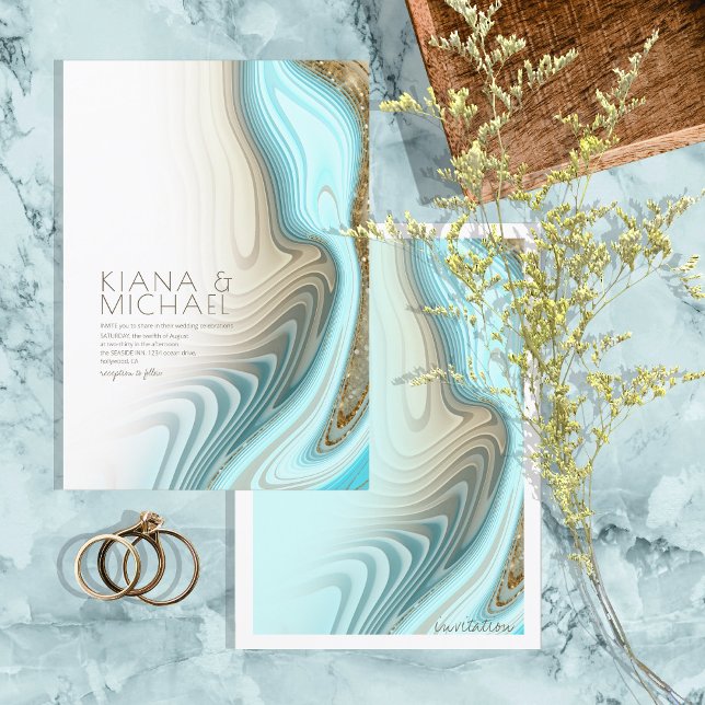 Abstrakt Glitter Strata Bröllop ID903 Inbjudningar (Skapare uppladdad)