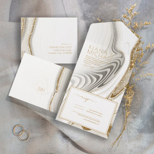 Abstrakt Glitter Strata Bröllop Ivory ID903