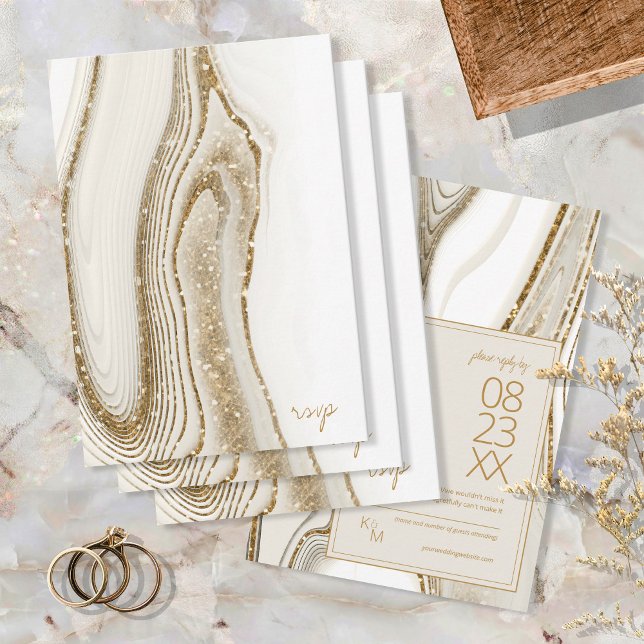 Abstrakt Glitter Strata Bröllop Ivory ID903 OSA Kort (Skapare uppladdad)
