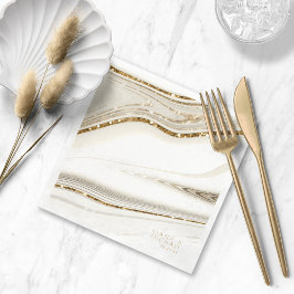 Abstrakt Glitter Strata Bröllop Ivory ID903 Pappersservett