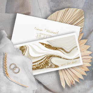 Abstrakt Glitter Strata Bröllop Ivory ID903 Spara Datumet