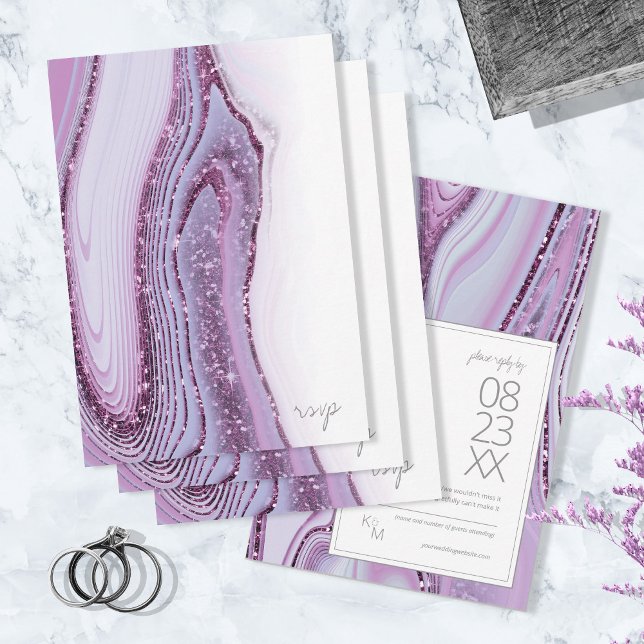 Abstrakt Glitter Strata Bröllop Lilac ID903 OSA Kort (Skapare uppladdad)