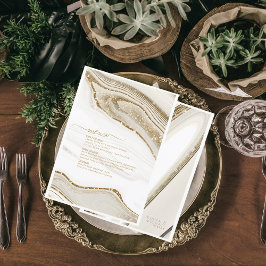 Abstrakt Glitter Strata Bröllop Menu Ivory ID903