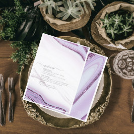 Abstrakt Glitter Strata Bröllop Menu Lilac/W ID903