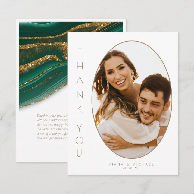 Abstrakt Glitter Strata Bröllop Tack Gr ID903 Kort (Fram/baksida)