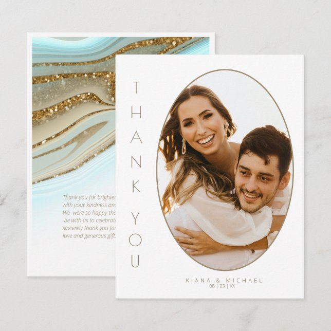 Abstrakt Glitter Strata Bröllop Tack ID903 Kort (Fram/baksida)