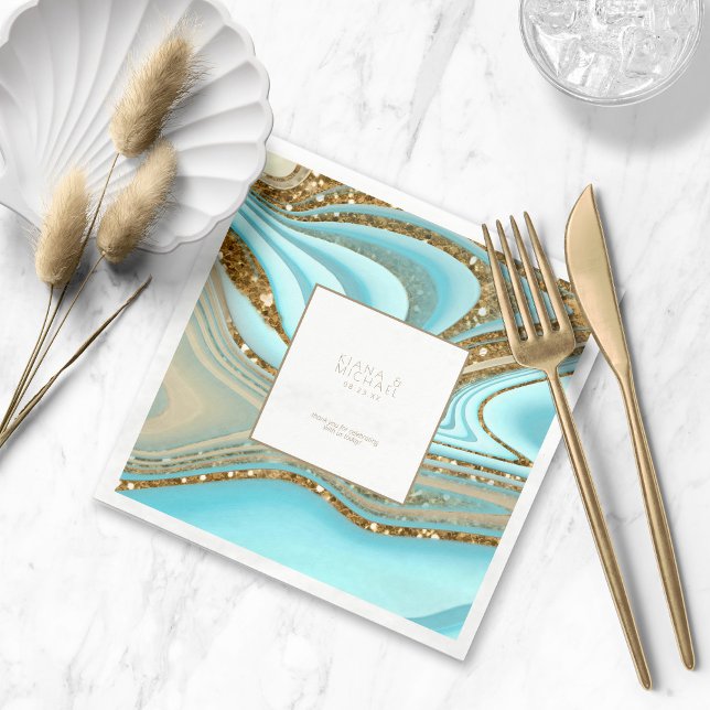 Abstrakt Glitter Strata Bröllop Tack ID903 Pappersservett (Skapare uppladdad)