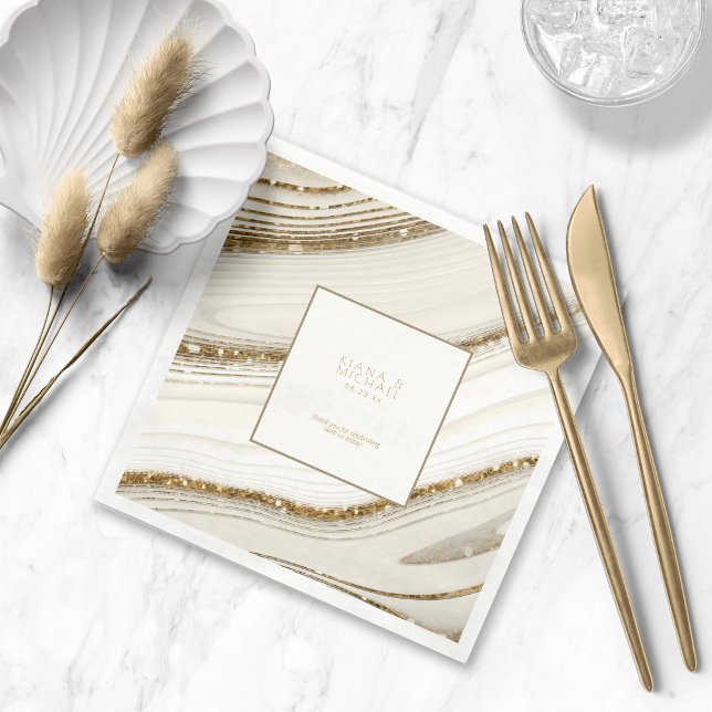 Abstrakt Glitter Strata Bröllop Tack IV ID903 Pappersservett (Skapare uppladdad)