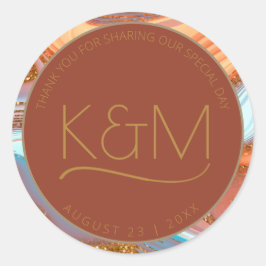 Abstrakt Glitter Strata Bröllop Tack Rt ID903 Runt Klistermärke