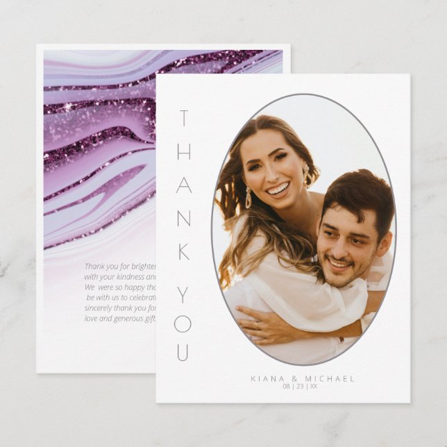 Abstrakt Glitter Strata Bröllop Tack Wt ID903 Kort (Fram/baksida)