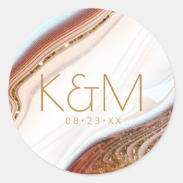 Abstrakt Glitter Strata Bröllop Wht SW ID903 Runt Klistermärke