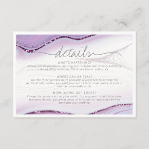 Abstrakt Glitter Strata Bröllopsdetaljer Vit ID903 Tilläggskort