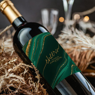 Abstrakt Glitter Strata Cheers DK Grönt ID903 Vinflaska Etikett