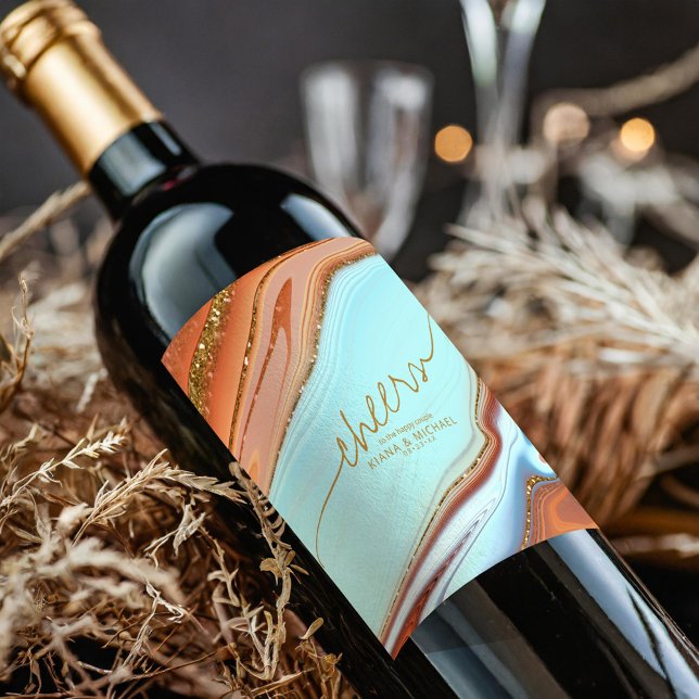 Abstrakt Glitter Strata Cheers Himlar Blue ID903 Vinflaska Etikett (Skapare uppladdad)