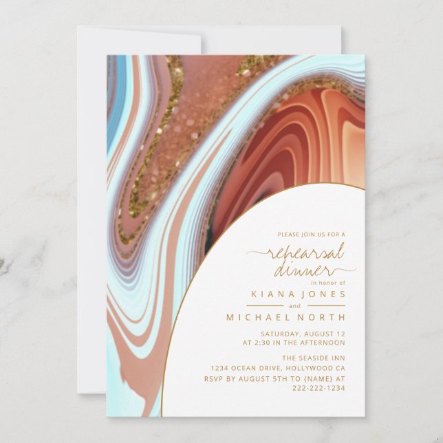 Abstrakt Glitter Strata Rehearsal Dinner Wht ID903 (Framsida)