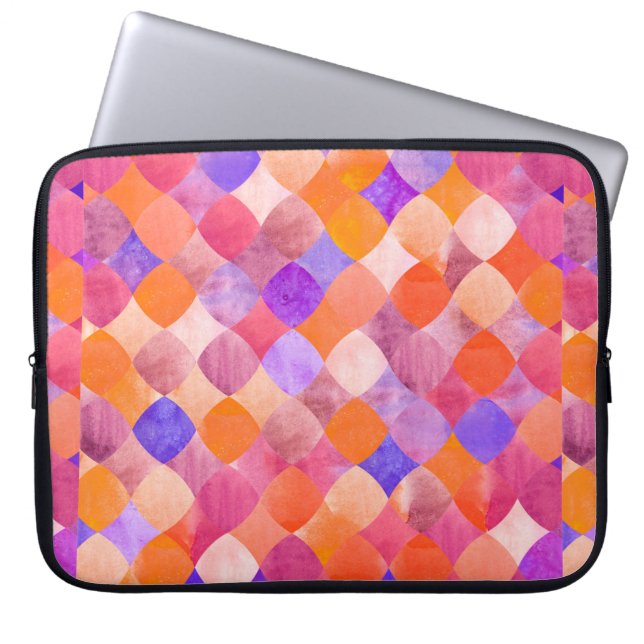 Abstrakt glitter vattenfärgsgeometri mönster laptop fodral (Framsidan)