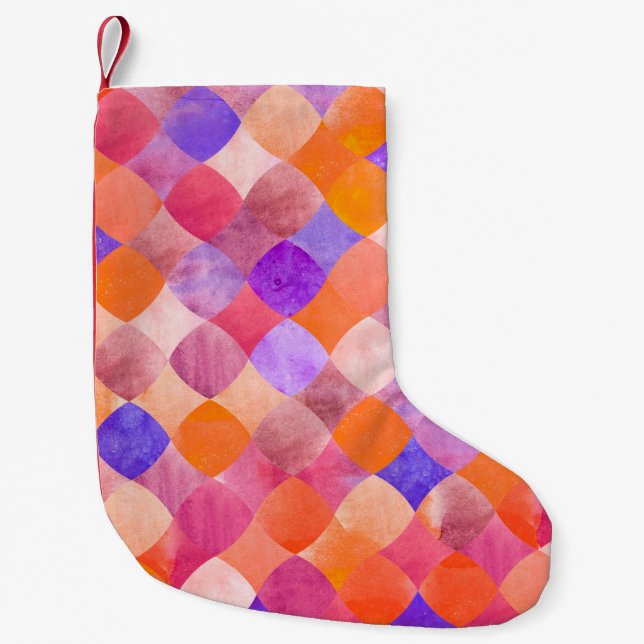 Abstrakt glitter vattenfärgsgeometri mönster liten julstrumpa (Framsidan)