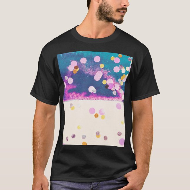 Abstrakt Glittery Blue Watercolor Stänk T Shirt (Framsida)