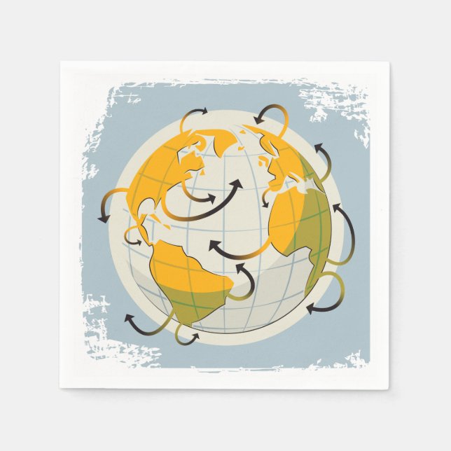 Abstrakt Globe Papper Napkins Pappersservett (Framsidan)