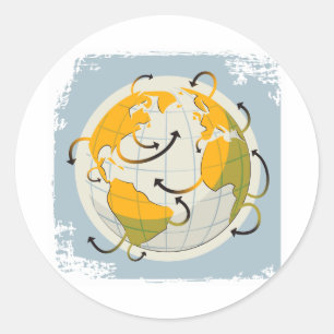 Abstrakt Globe Stickers Runt Klistermärke